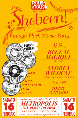 Shebeen: serata r&b soul funk ska reggae al Bar Metropolis di Padova
