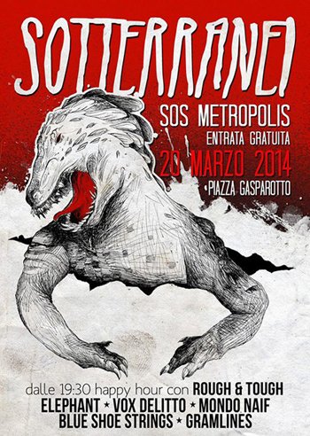 flyer della serata I Sotterranei - SOS Metropolis in Piazza Gasparotto