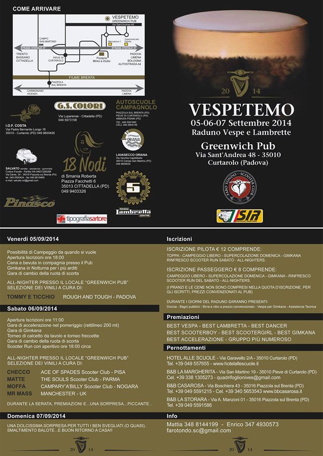 programma Vespetemo 2014 Raduno Faro Tondo Scooter Club Padova